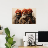 Proud Punjabi Sikh Krieger Aquarellmalerei Poster (Heimbüro)