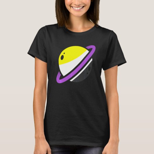 Proud Que Lgbt Agender Nonbinary Flag Saturn Non T-Shirt (Vorderseite)