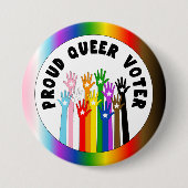 Proud Que Wähler Regenbogen Hände Button (Vorderseite)