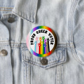 Proud Que Wähler Regenbogen Hände Button (Beispiel)