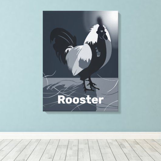 Proud Rooster Dark Blue Kitchen Wall Decke Leinwanddruck (Insitu (Holzboden))
