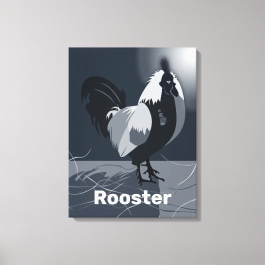 Proud Rooster Dark Blue Kitchen Wall Decke Leinwanddruck (Vorderseite)