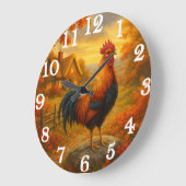 Proud rooster in autumn countryside große wanduhr (Winkel)