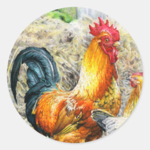 Proud Rooster Runder Aufkleber