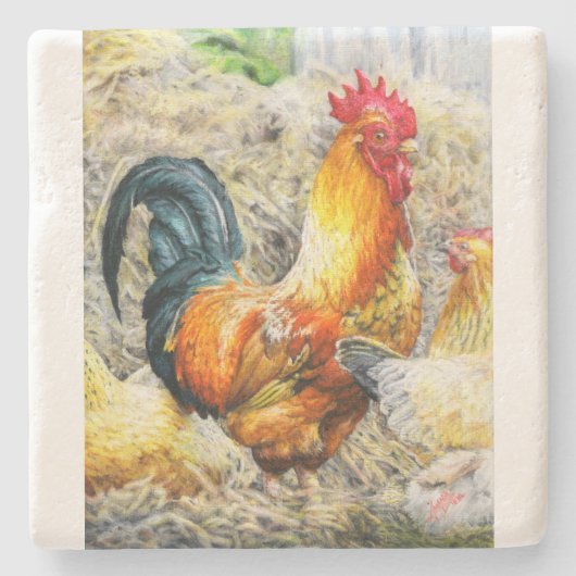 Proud Rooster Steinuntersetzer (Vorderseite)