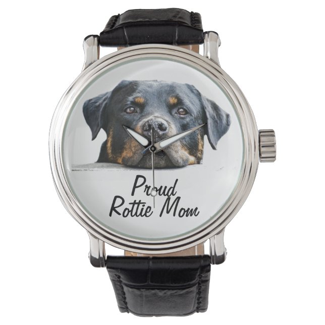 Proud Rottie Mama Rottweiler Dog Face Armbanduhr (Vorderseite)