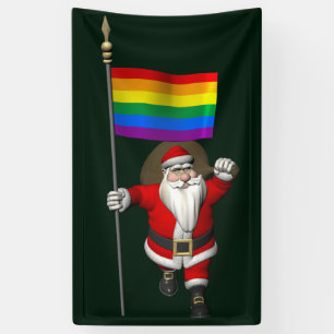 Proud Santa Claus mit Regenbogenflagge Banner