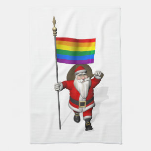 Proud Santa Claus mit Regenbogenflagge Küchentuch