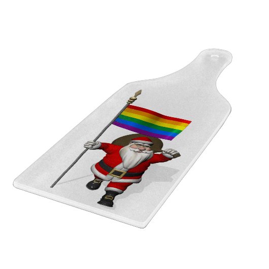 Proud Santa Claus mit Regenbogenflagge Schneidebrett (Ecke)
