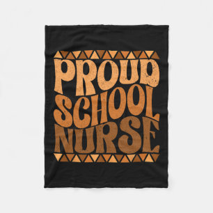 Proud School Nurse Black History Monat Retro Groov Fleecedecke