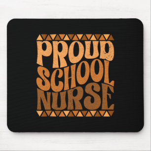 Proud School Nurse Black History Monat Retro Groov Mousepad
