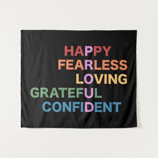 PROUD-Schwarz-Medium-Band Wandteppich (Vorderseite (Horizontal))