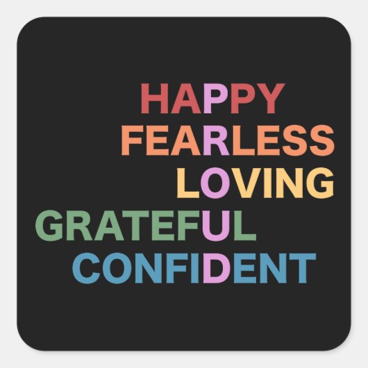 PROUD-Schwarz-Quadrat-Aufkleber Quadratischer Aufkleber (Vorderseite)