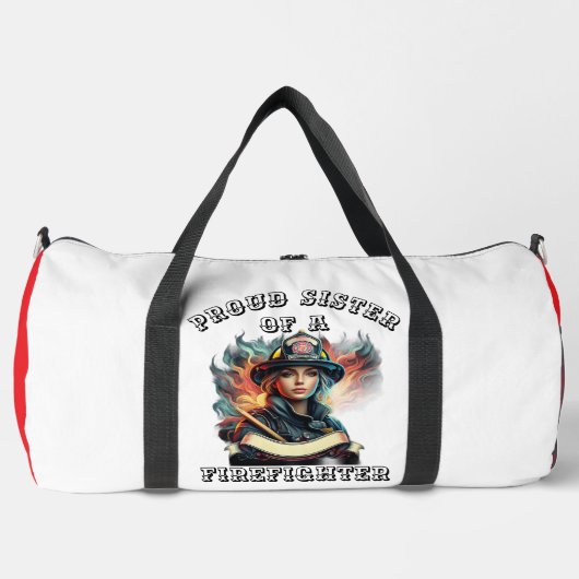 Proud Sister A Firefighter Hero Duffle Bag (Vorderseite)