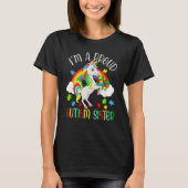 Proud Sister Autism Awareness Cute Unicorn Puzzle  T-Shirt (Vorderseite)
