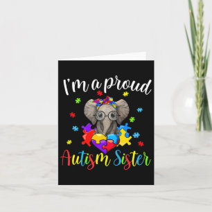 Proud Sister Autism Awareness Niedlich Elephant Pu Karte