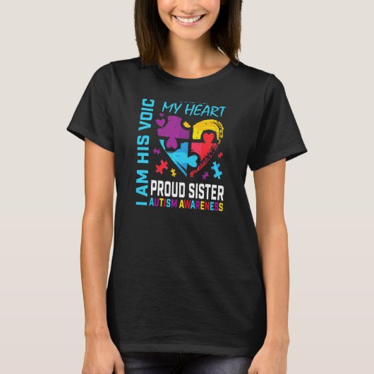 Proud Sister Autismus Bewusstsein Bruder Puzzle Pi T-Shirt (Vorderseite)