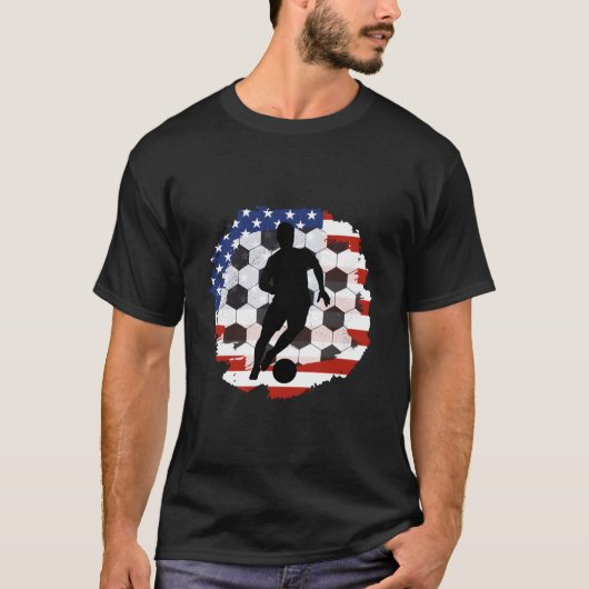 Proud Soccer Player American Flag Soccer 4Th Of Ju T-Shirt (Vorderseite)