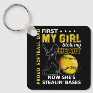 Proud Softball Vater First My Girl Stole My Heart  Schlüsselanhänger