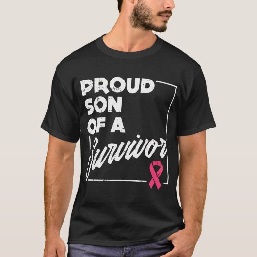 Proud Son of Survivor Breast Cancer Support T-Shirt (Vorderseite)