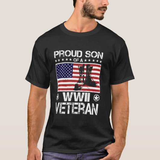 Proud Son of Wwii Veteran US Flag Boots Veteran Da T-Shirt (Vorderseite)