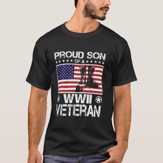 Proud Son of Wwii Veteran US Flag Boots Veteran Da T-Shirt (Vorderseite)