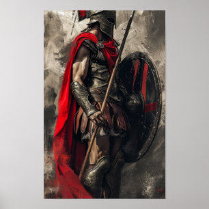 Proud Spartan Warrior Poster mit detailliertem Hel