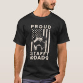 Proud Staffy Dog Dad American Flag Patriotic Dog L T-Shirt (Vorderseite)