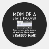 Proud State Trooper Mom Mother Thin Blue Line Amer Runder Aufkleber (Vorderseite)