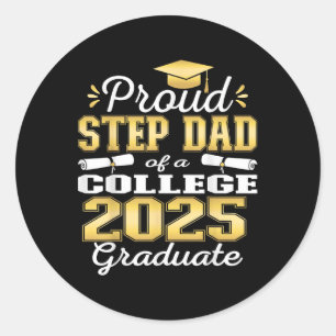 Proud Step Vater 2025 Uni Graduate Family 25 Runder Aufkleber