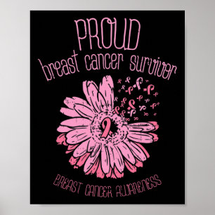 Proud Survivor Daisy Pink Breast Cancer Awareness Poster