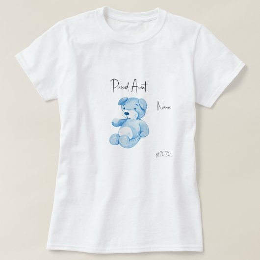 Proud Tante Blue Teddy Bear T - Shirt Babydusche (Design vorne)