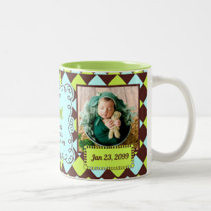 Proud Tante Green und Brown Arglyphen Baby Fotos Zweifarbige Tasse