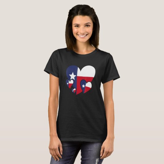 Proud Texan Patriotic Texas Flag US Staat Hearts T T-Shirt (Vorne ganz)