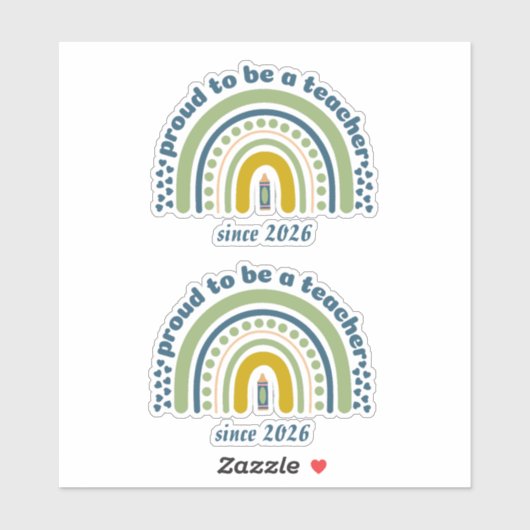 Proud To Be a Teacher Retro Blue Green Aufkleber (Blatt)
