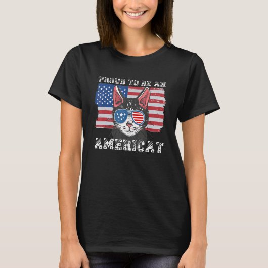 Proud To Be An Americat For Patriotic Cat T-Shirt (Vorderseite)