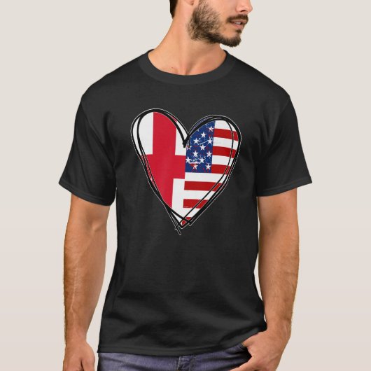 Proud to Be English American England USA Flag Hear T-Shirt (Vorderseite)