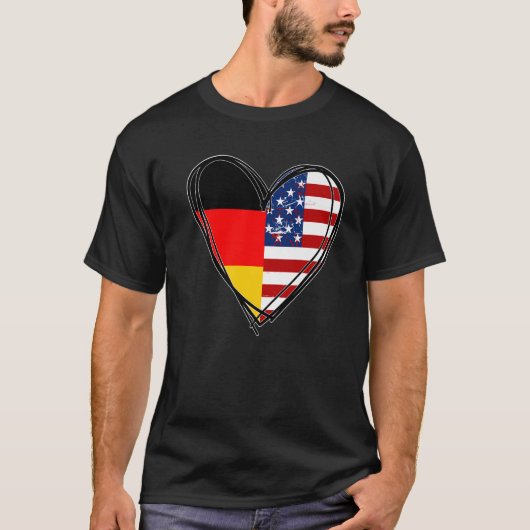 Proud to Be German American Cool Germany US Flag H T-Shirt (Vorderseite)