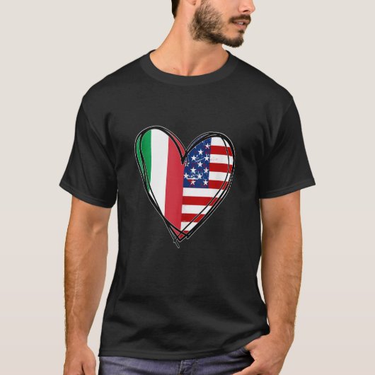 Proud to Be Italian American Cool Italy USA Flag H T-Shirt (Vorderseite)