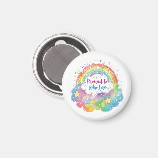 Proud to Who I Am Rainbow Art Self Love Pride Gift Magnet (Vorderseite/Rückseite)