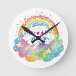 Proud to Who I Am Rainbow Art Self Love Pride Gift Runde Wanduhr