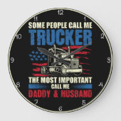 Proud Trucker, Daddy, Husband Große Wanduhr (Vorderseite)