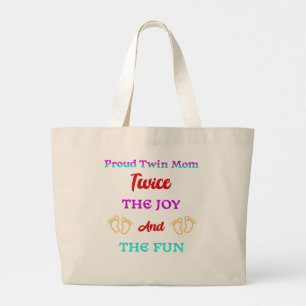 Proud Twin Mama - Zweimal Liebe & Freude für Mama Jumbo Stoffbeutel