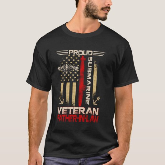 Proud U-Boot Veteran Vater-in-Law Flag Patrioi T-Shirt (Vorderseite)