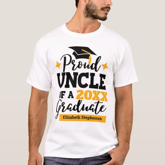 Proud Uncle 2022 Graduierte schwarze Goldkappe Nam T-Shirt (Vorderseite)