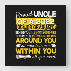 Proud Uncle Of A 2022 Senior Graduate Senior 22 Quadratische Wanduhr
