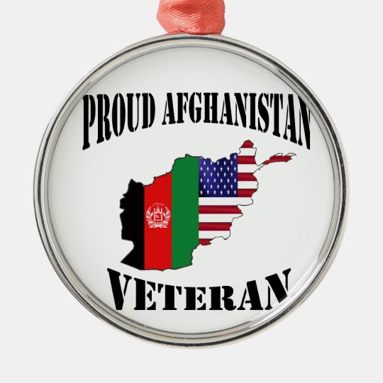 Proud US Afghanistan Veteran Rundes Silberfarbenes Ornament
