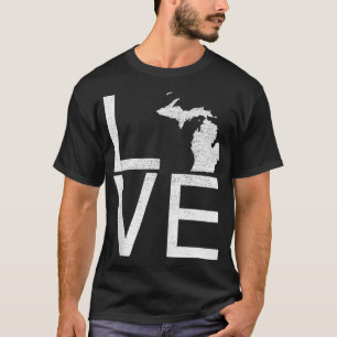 Proud USA Fan Staat Michigan LIEBE Karte Michigan T-Shirt