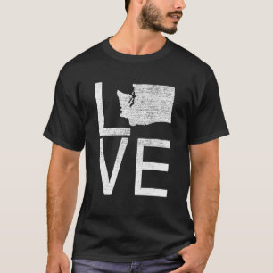 Proud Usa Fan Staat Washington Liebe Karte T-Shirt