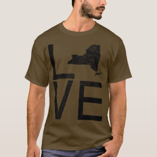 Proud USA Fan State New York LIEBE Map New York T-Shirt